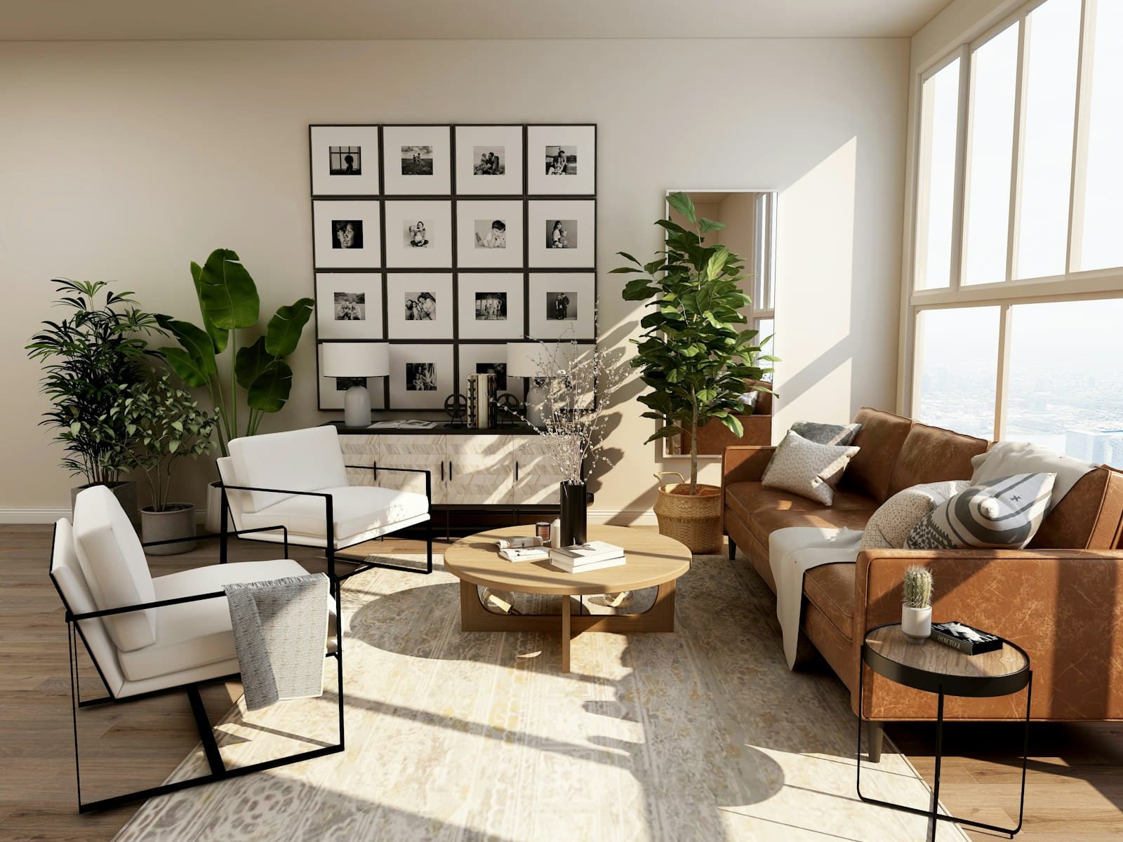 Sunlit bedroom and living space after a clean — calm, light, finished